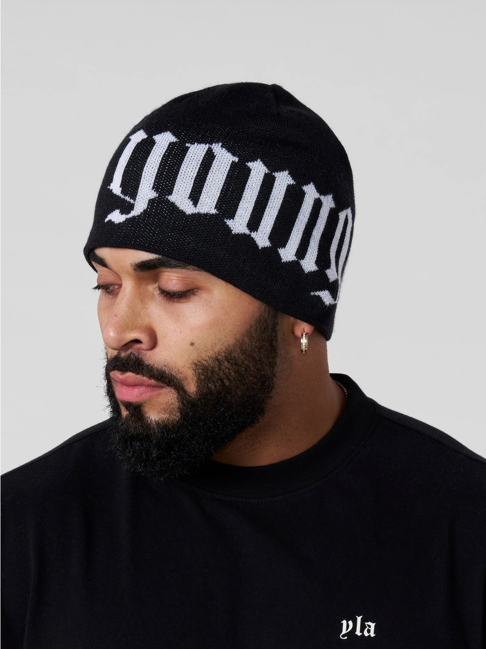 YoungLA Black and White Knit Beanie
